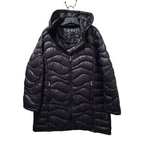 Andrew Marc Packable Lightweight Premium Down Jacket Women's XXL Black Long 2XL